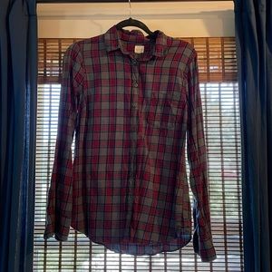 J. Crew Gray and Red Flannel Shirt, Medium